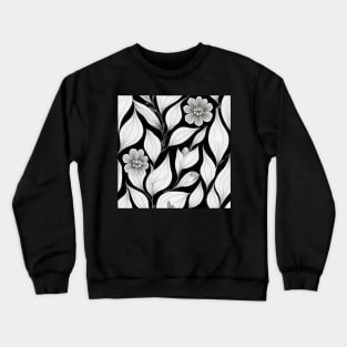 Black and White Vintage Floral Cottagecore Gothic Romantic Flower Peony Rose Leaf Design Crewneck Sweatshirt